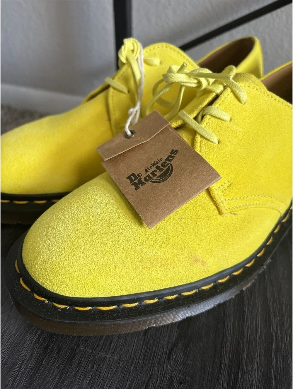 Dr Martens 1461 Made in England Buck Suede Oxford Shoe Yellow Men's US Size 8